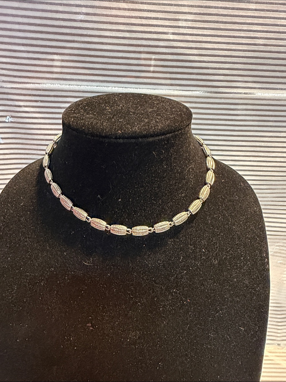 Monet Silver Oval Bead Choker Necklace